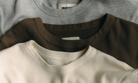editorial flatlay of various waffle knits