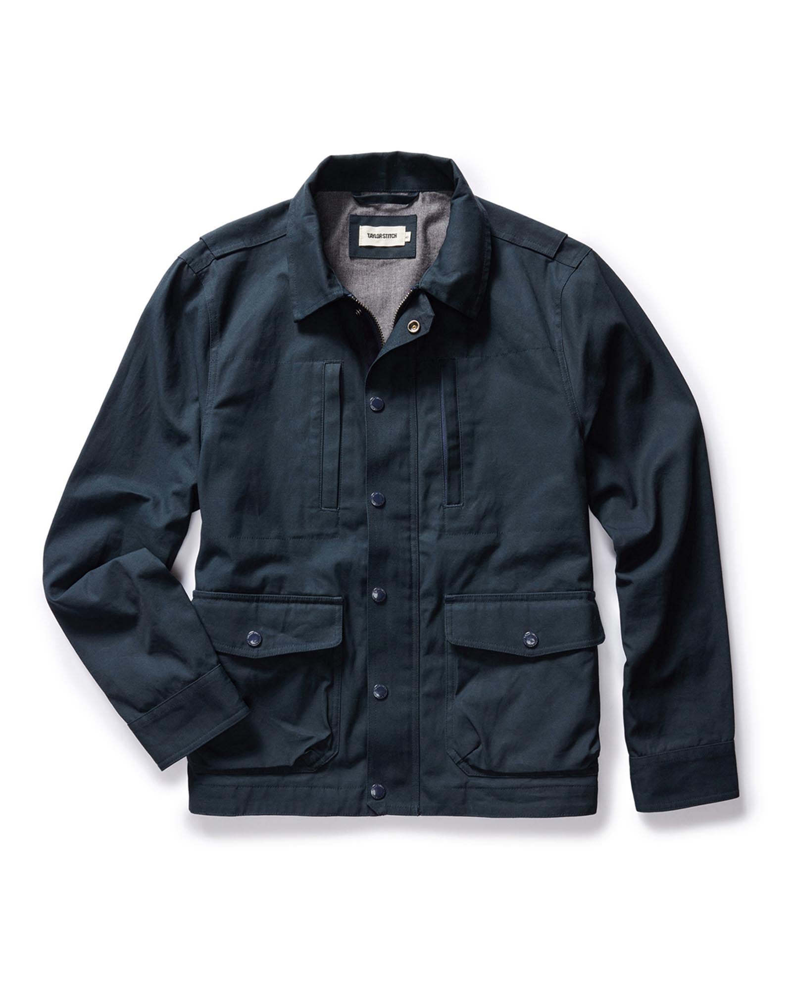 The Pathfinder Jacket in Dark Navy Dry Wax: Featured Image, Outerwear by Taylor Stitch