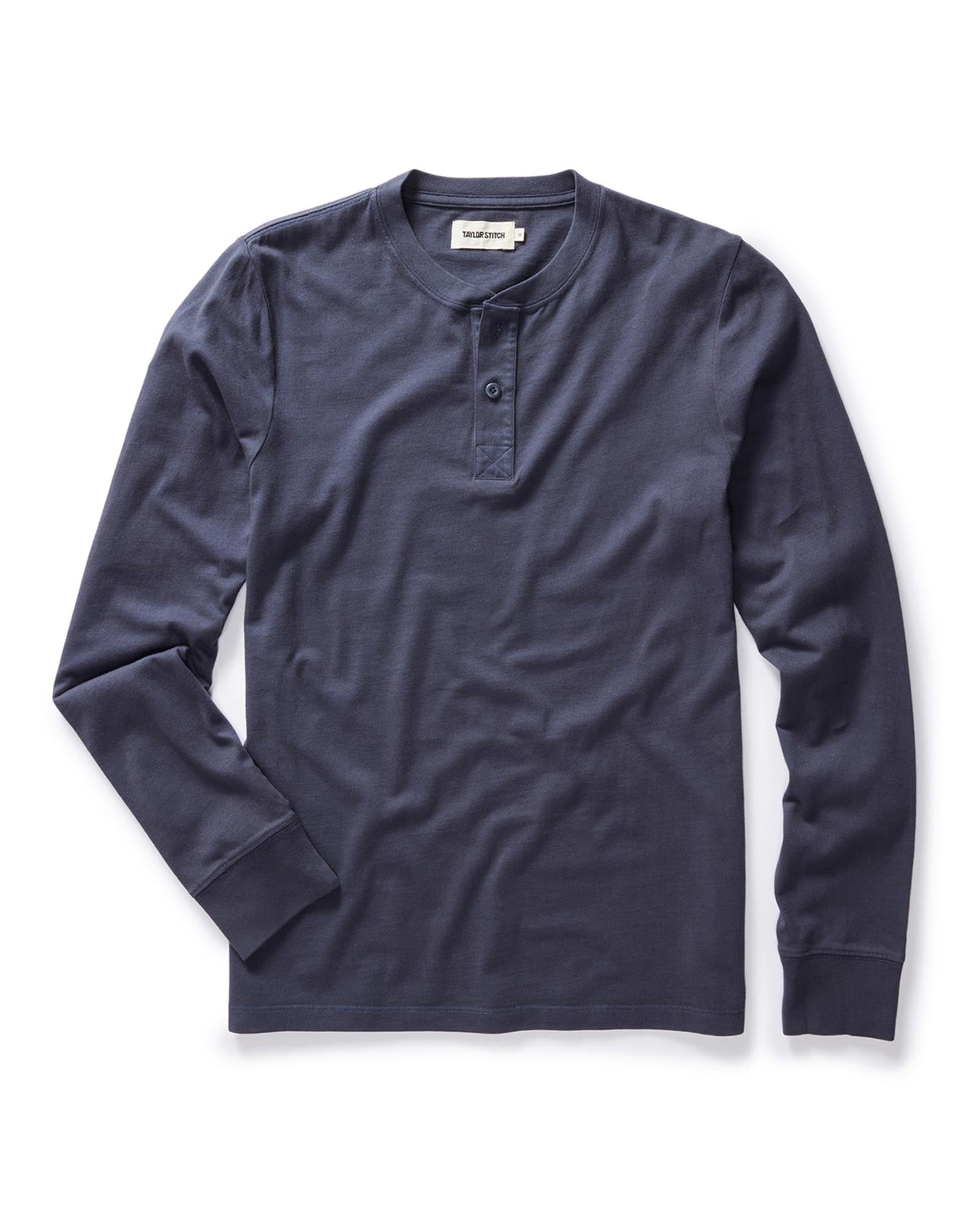 flatlay of The Organic Cotton Henley in Navy, Knits by Taylor Stitch