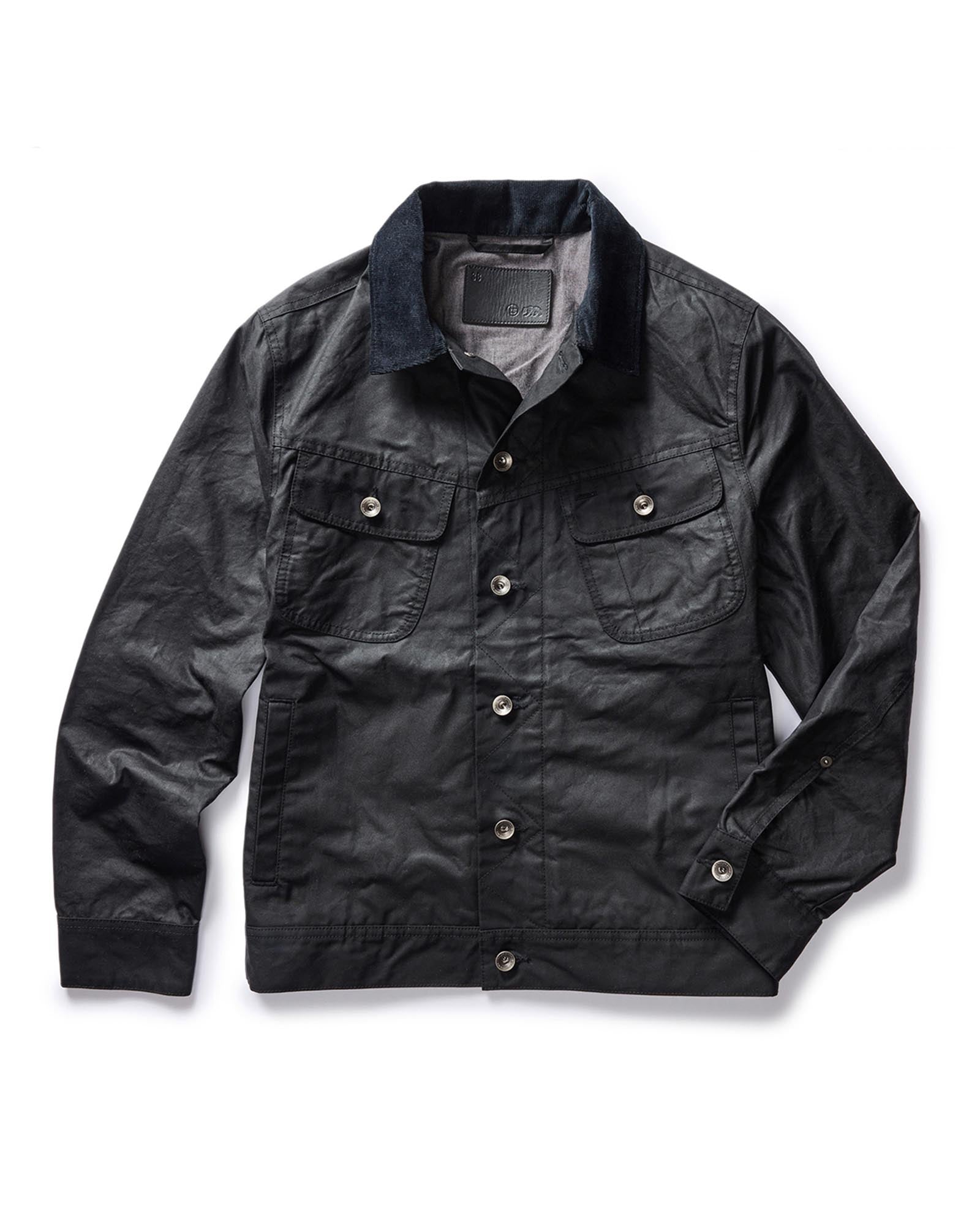 flatlay of The Long Haul Waxed Canvas Jacket in Coal , Outerwear by Taylor Stitch