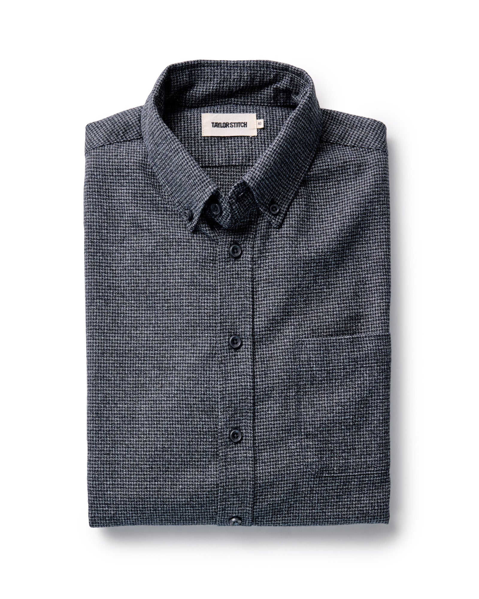 flatlay of The Jack in Dark Navy Houndstooth, Wovens by Taylor Stitch