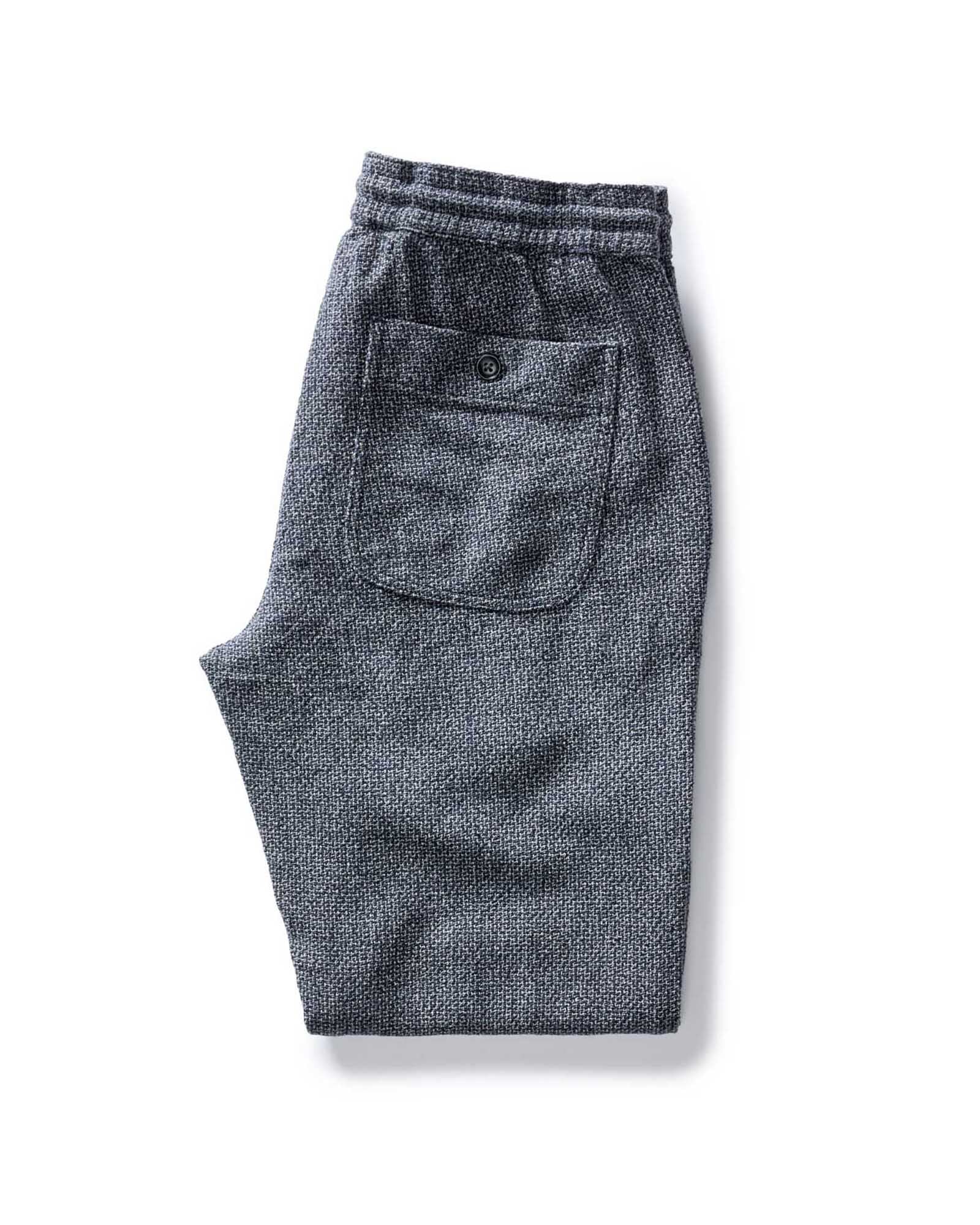 material shot of the drawcord on The Apres Pant in Navy Linen Tweed, Bottoms by Taylor Stitch