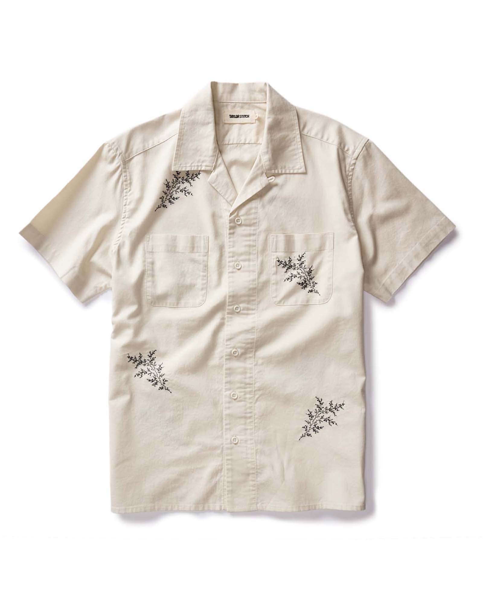 flatlay of The Conrad Shirt in Seaside Embroidery, Wovens by Taylor Stitch