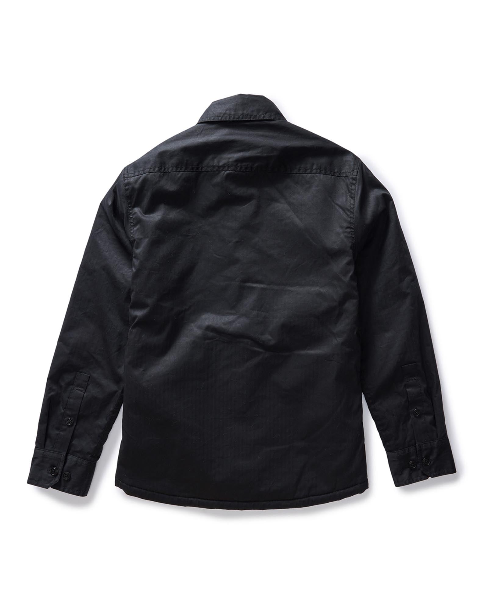 flatlay of the back of The Fender Jacket in Coal Dry Wax, Outerwear by Taylor Stitch