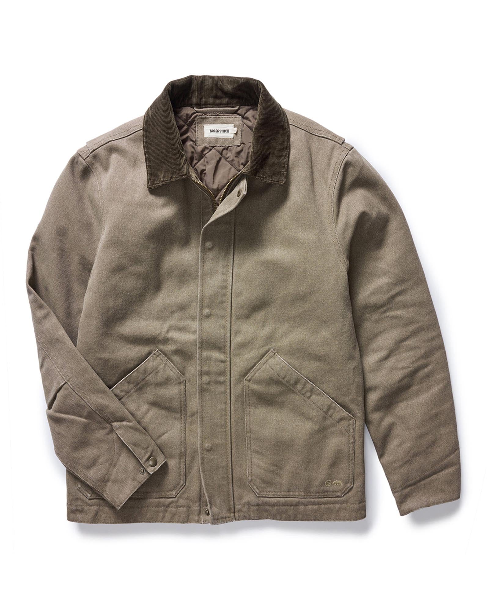 flatlay of The Workhorse Jacket in Stone Chipped Canvas, Outerwear by Taylor Stitch