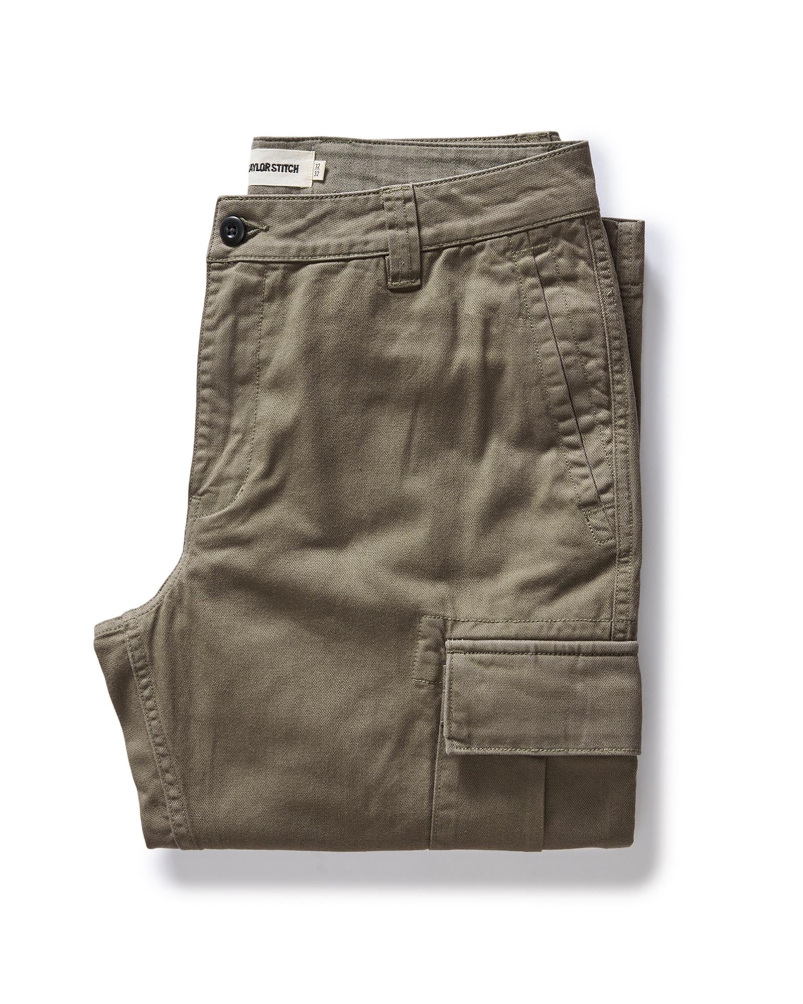 folded flatlay of The Tommie Pant in Fatigue Olive, Bottoms by Taylor Stitch