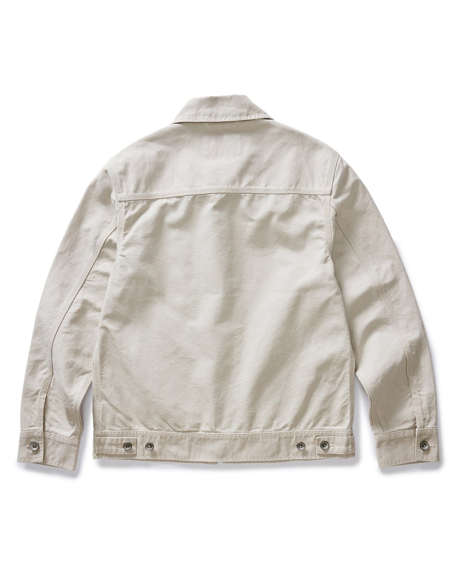 flatlay of the back of The Shifter Jacket in Stone Pigment Canvas, Outerwear by Taylor Stitch