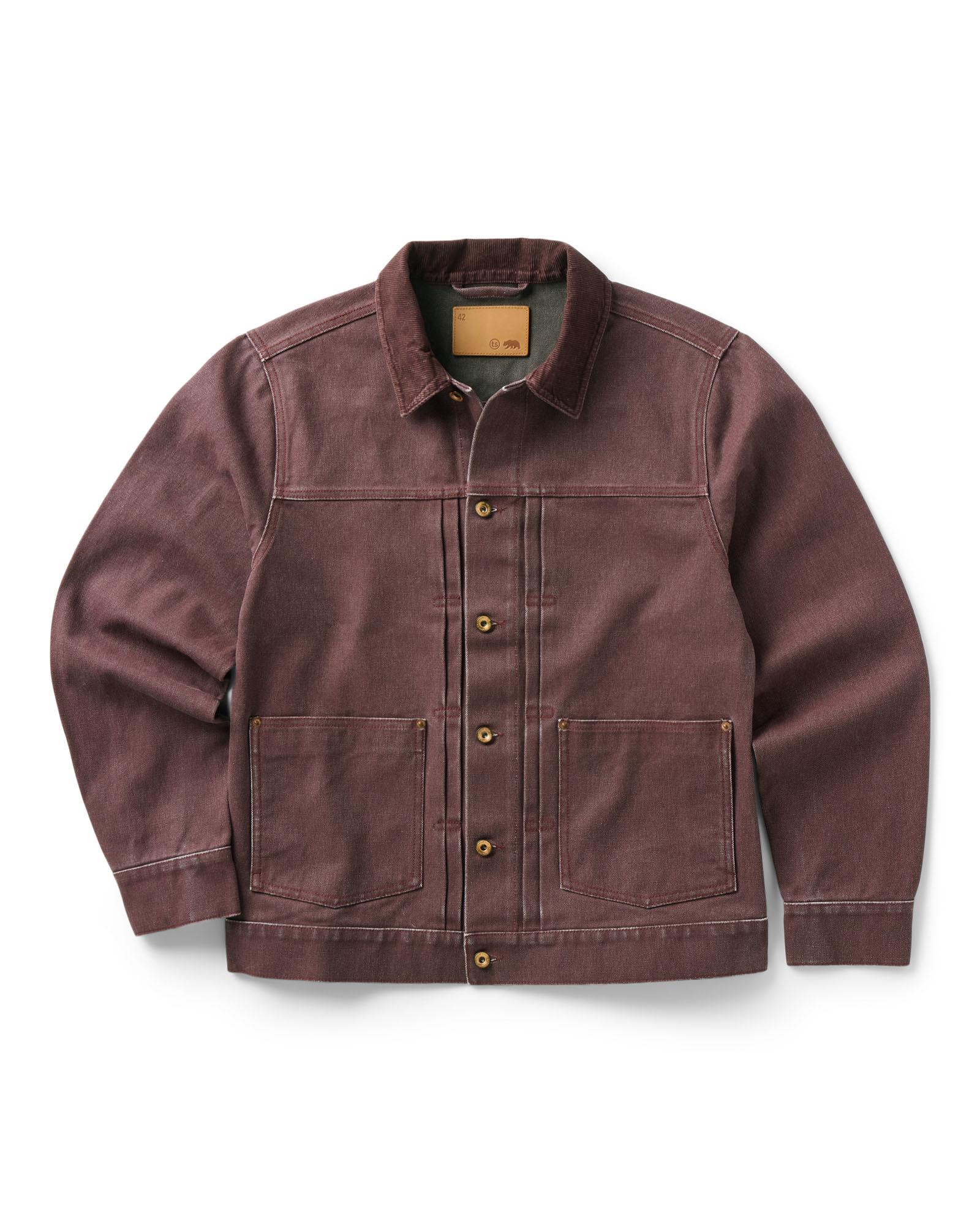 flatlay of The Ryder Jacket in Burgundy Chipped Canvas, Outerwear by Taylor Stitch