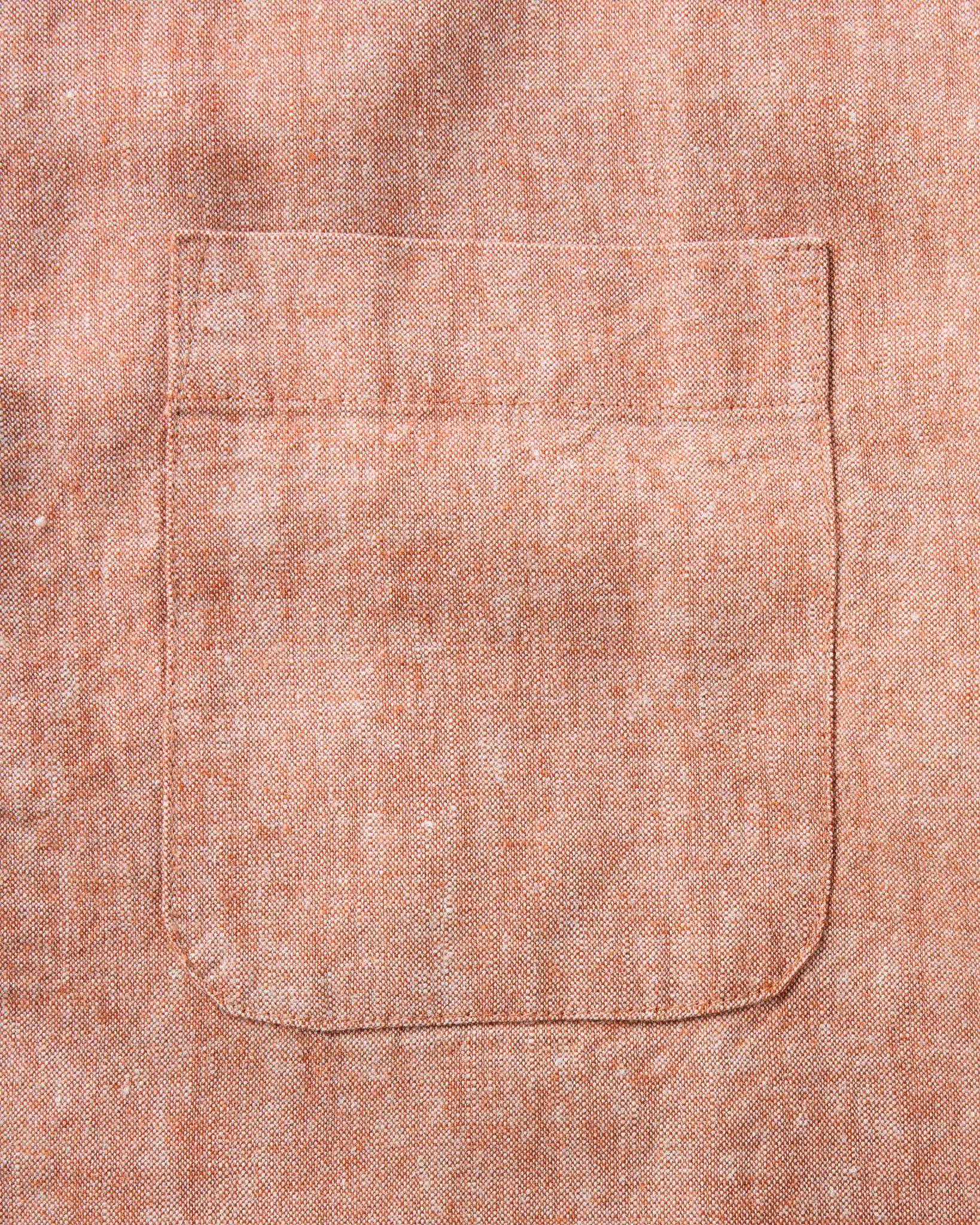 material shot of the pocket on The Short Sleeve California in Desert Hemp, Wovens by Taylor Stitch