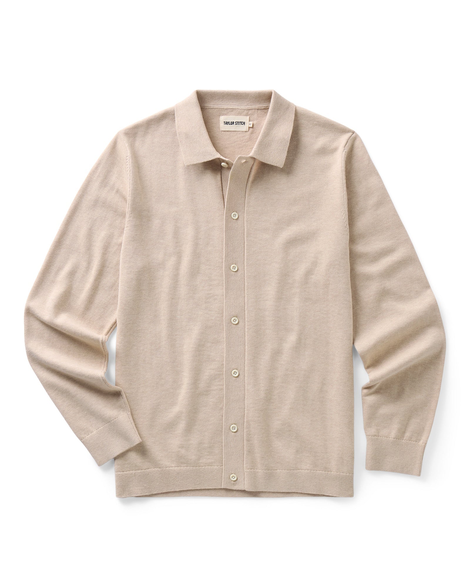 flatlay of The Nichols Polo in Sable Cotton Cashmere, Knits by Taylor Stitch