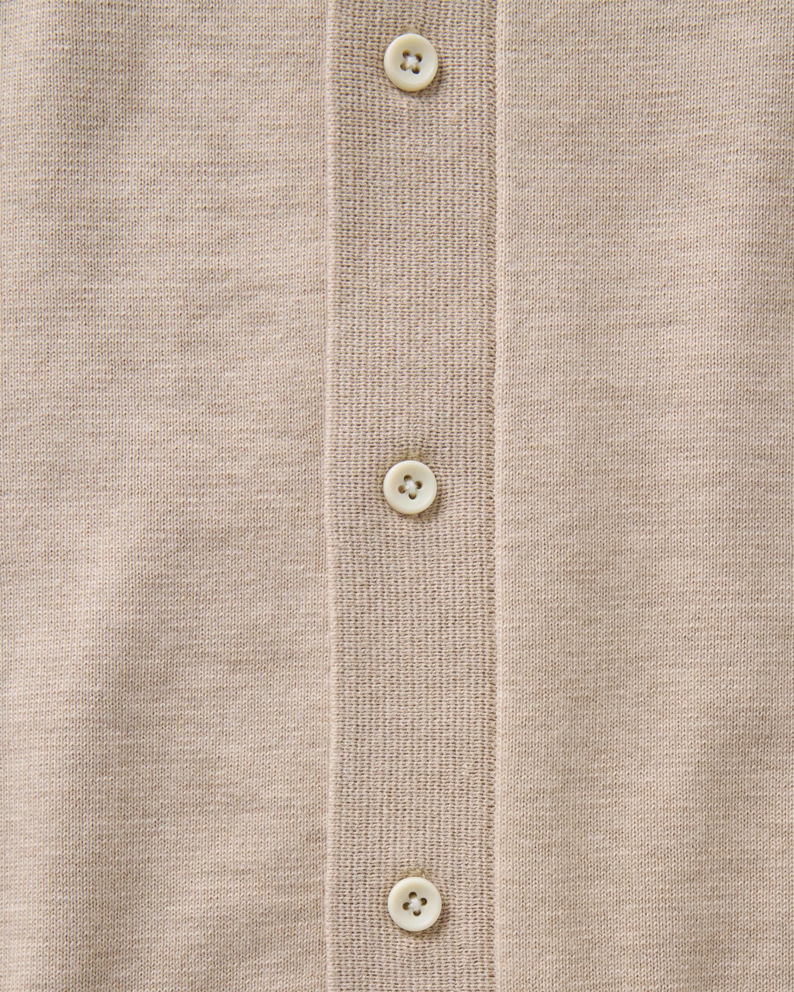 material shot of the buttons on The Nichols Polo in Sable Cotton Cashmere, Knits by Taylor Stitch