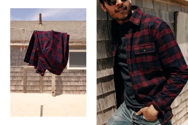 fit model posing in The Yosemite Shirt in Port Plaid