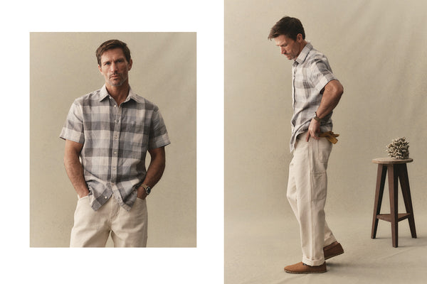 fit model showing off The Apres Short in Faded Hemp