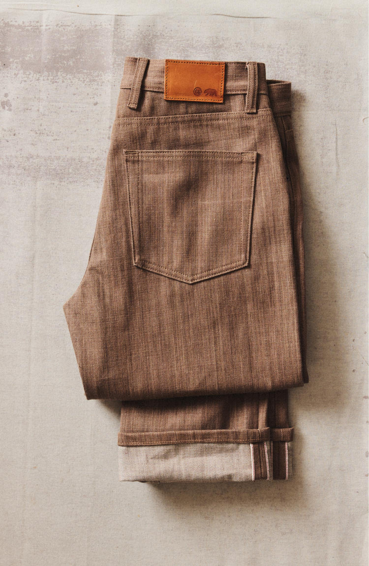 editorial flatlay of The Straight Jean in Kakishibu Selvedge