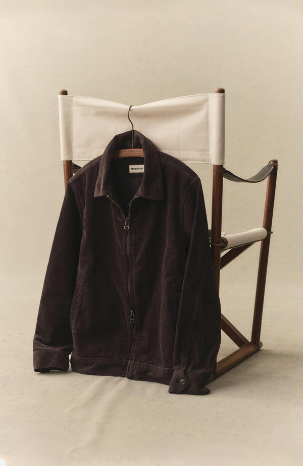 editorial image of The Piston Jacket in Coal Corduroy hanging