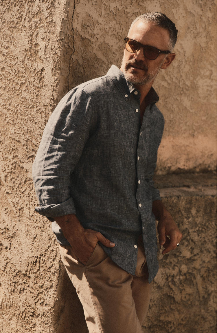 fit model posing in The Jack in Ocean Linen