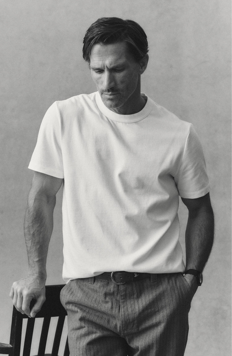 fit model posing in The Organic Cotton Shop Tee in White