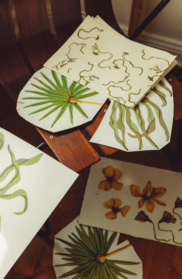 editorial image of various drawings for The Short Sleeve Jack in Dried Palms