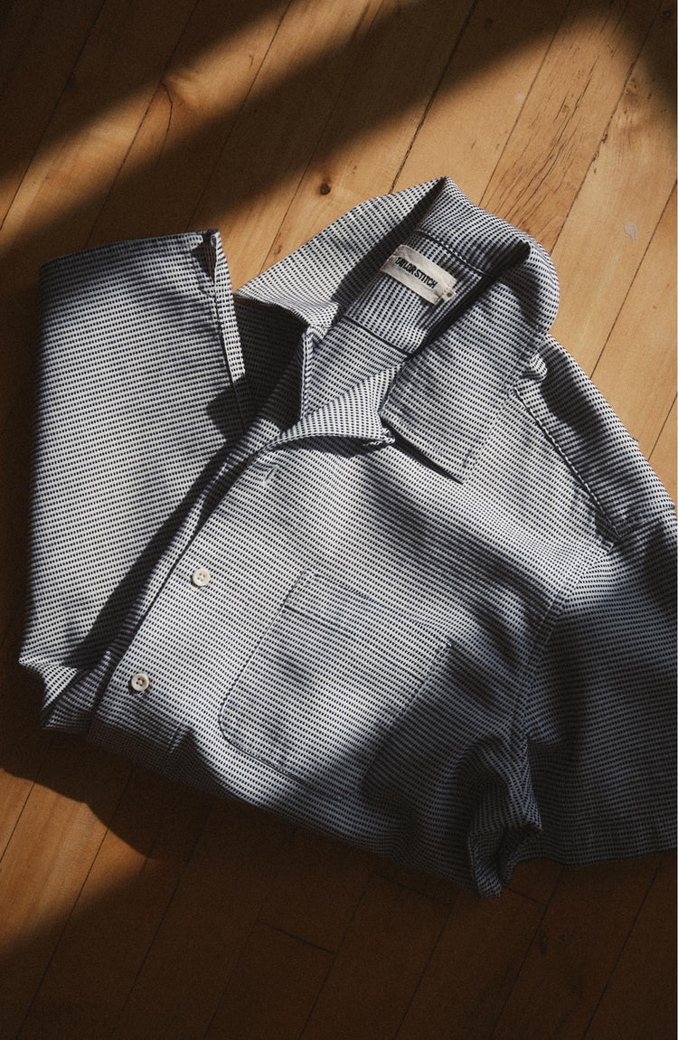 folded image of The Hawthorne Shirt in Blue Pin Dot Dobby