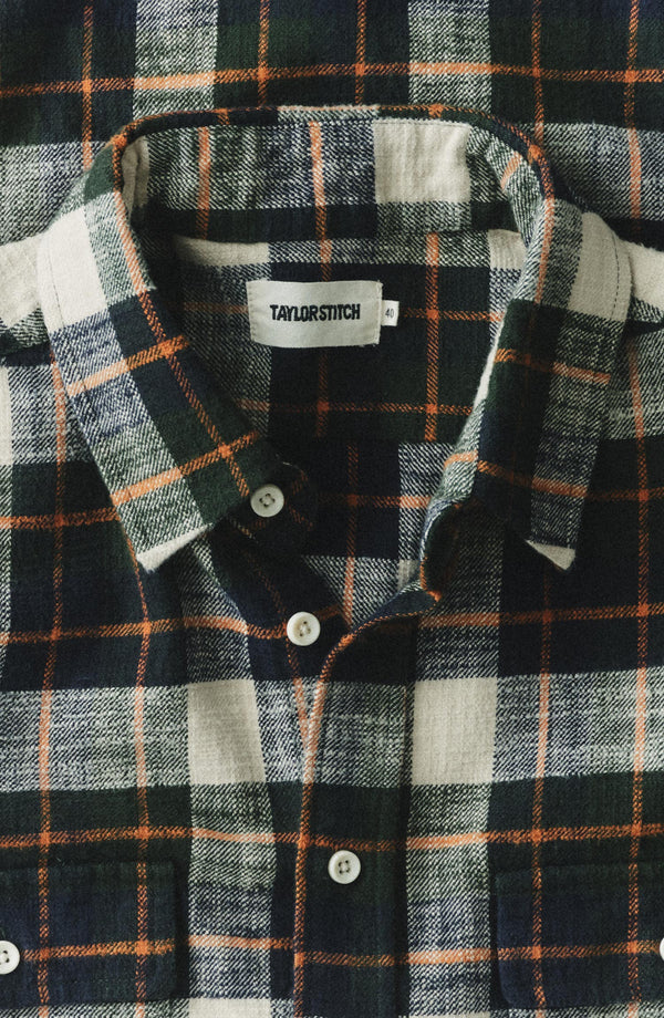 editorial flatlay of The Yosemite Shirt in Washington Plaid