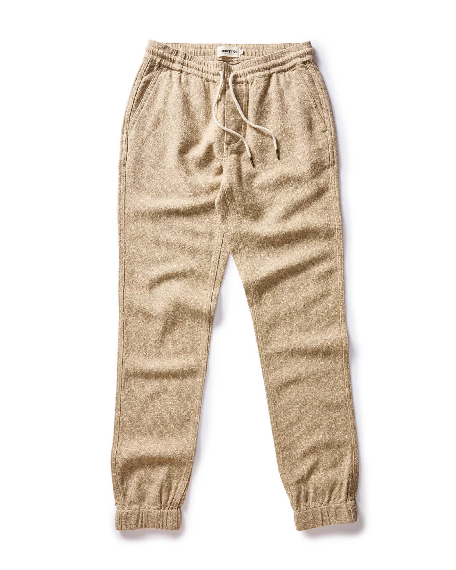 material shot of the front pocket on The Apres Pant in Oat Linen Tweed, Bottoms by Taylor Stitch