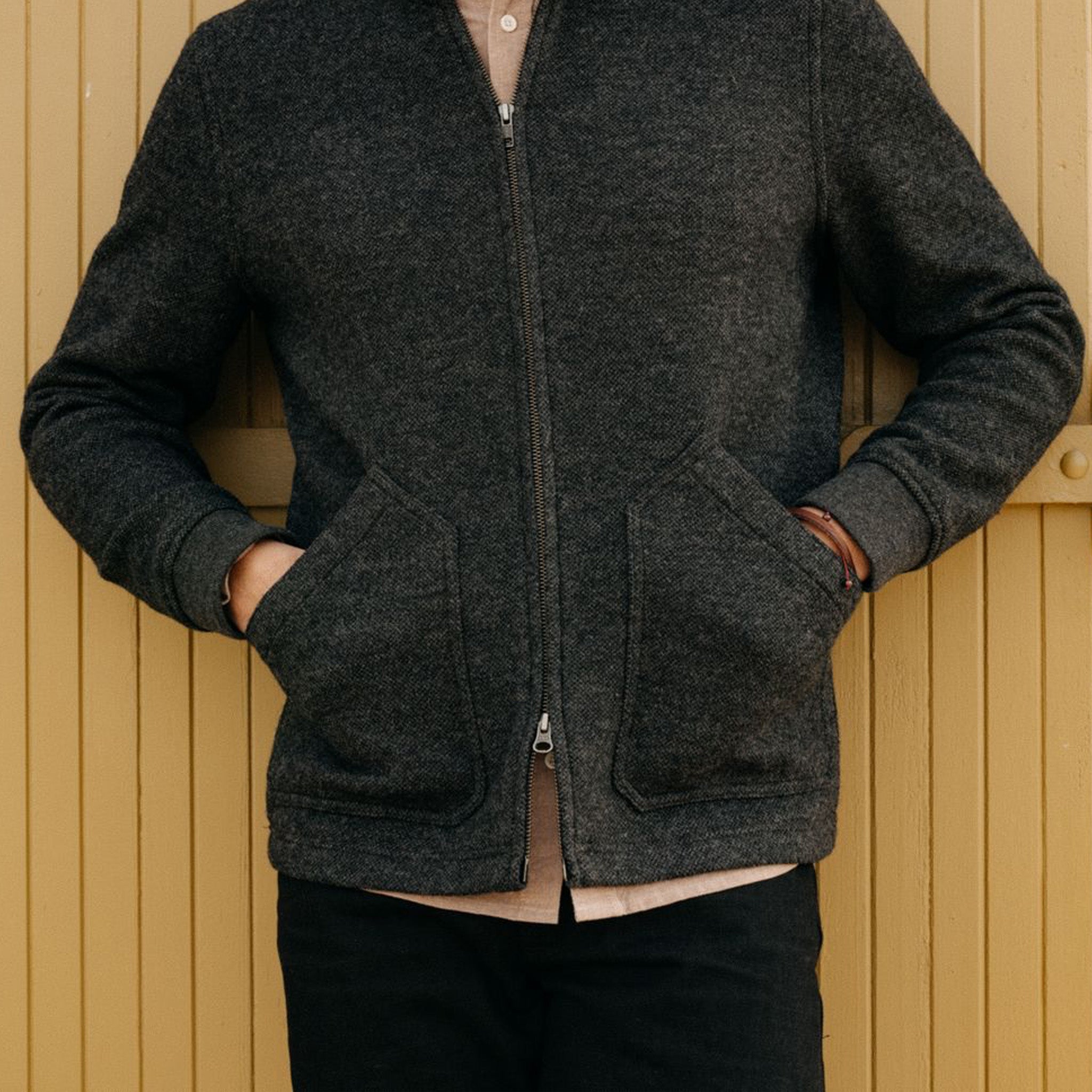 The Weekend Jacket in Charcoal Birdseye Wool: Alternate Image 2, Knits by Taylor Stitch