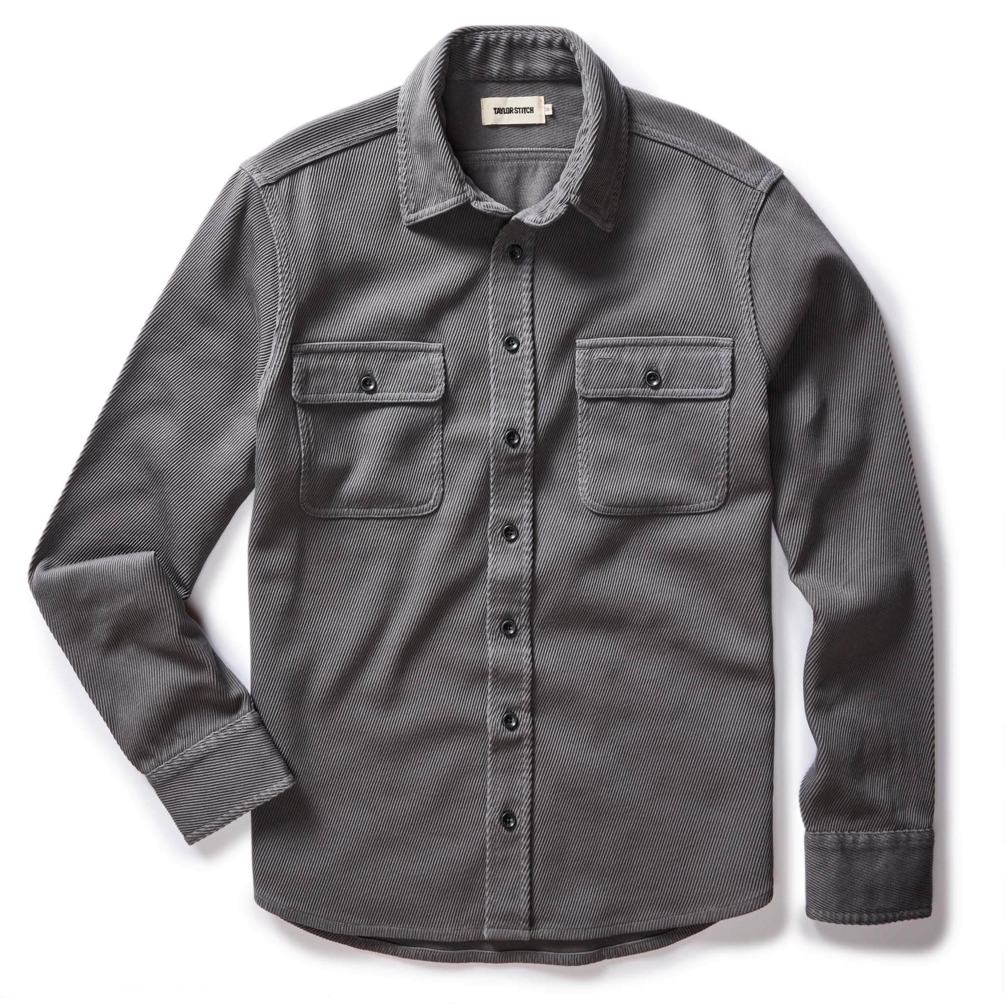 flatlay of The Ledge Shirt in Shale Twill, Wovens by Taylor Stitch
