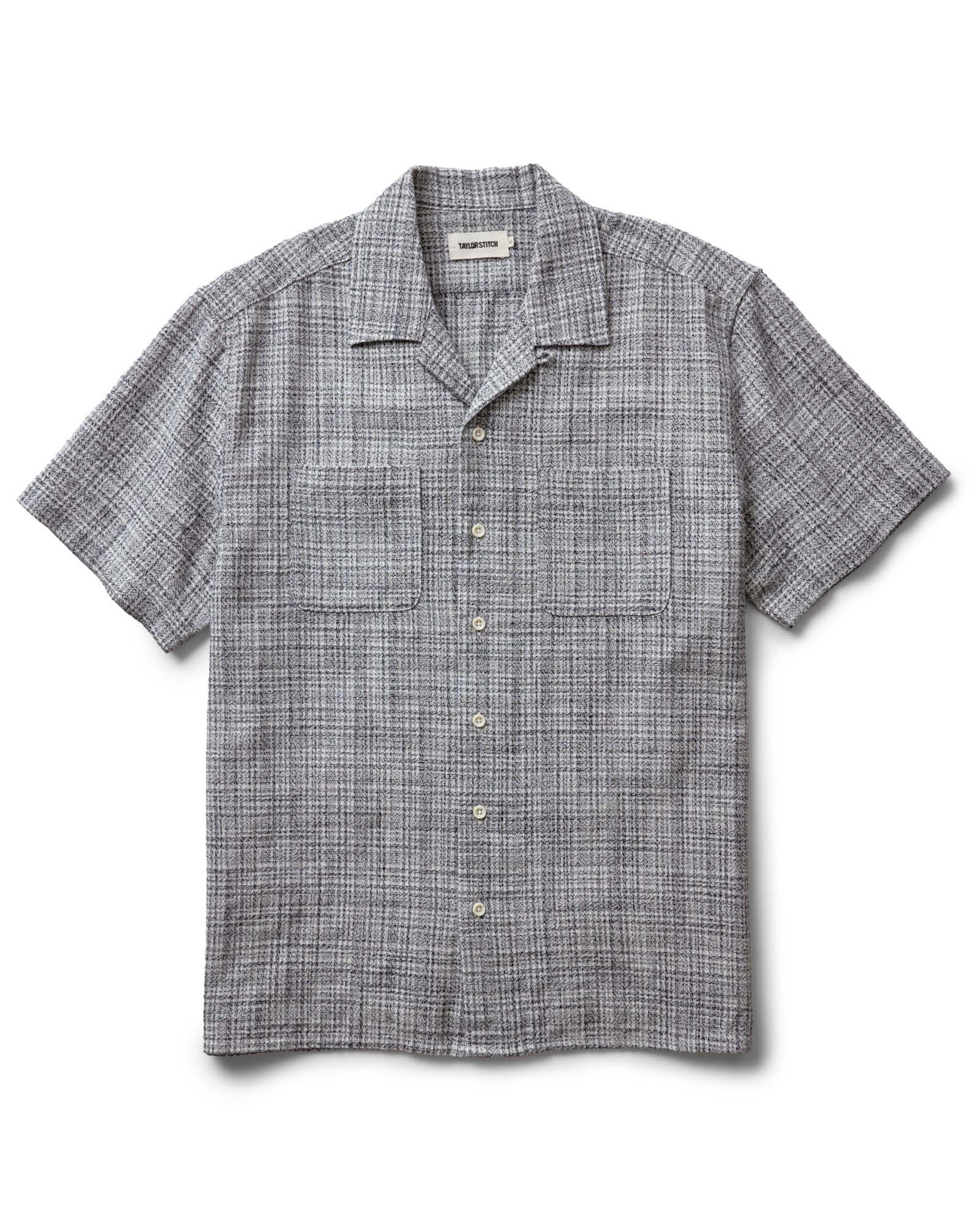 flatlay of The Conrad Shirt in Cloud Cover Dobby, Wovens by Taylor Stitch