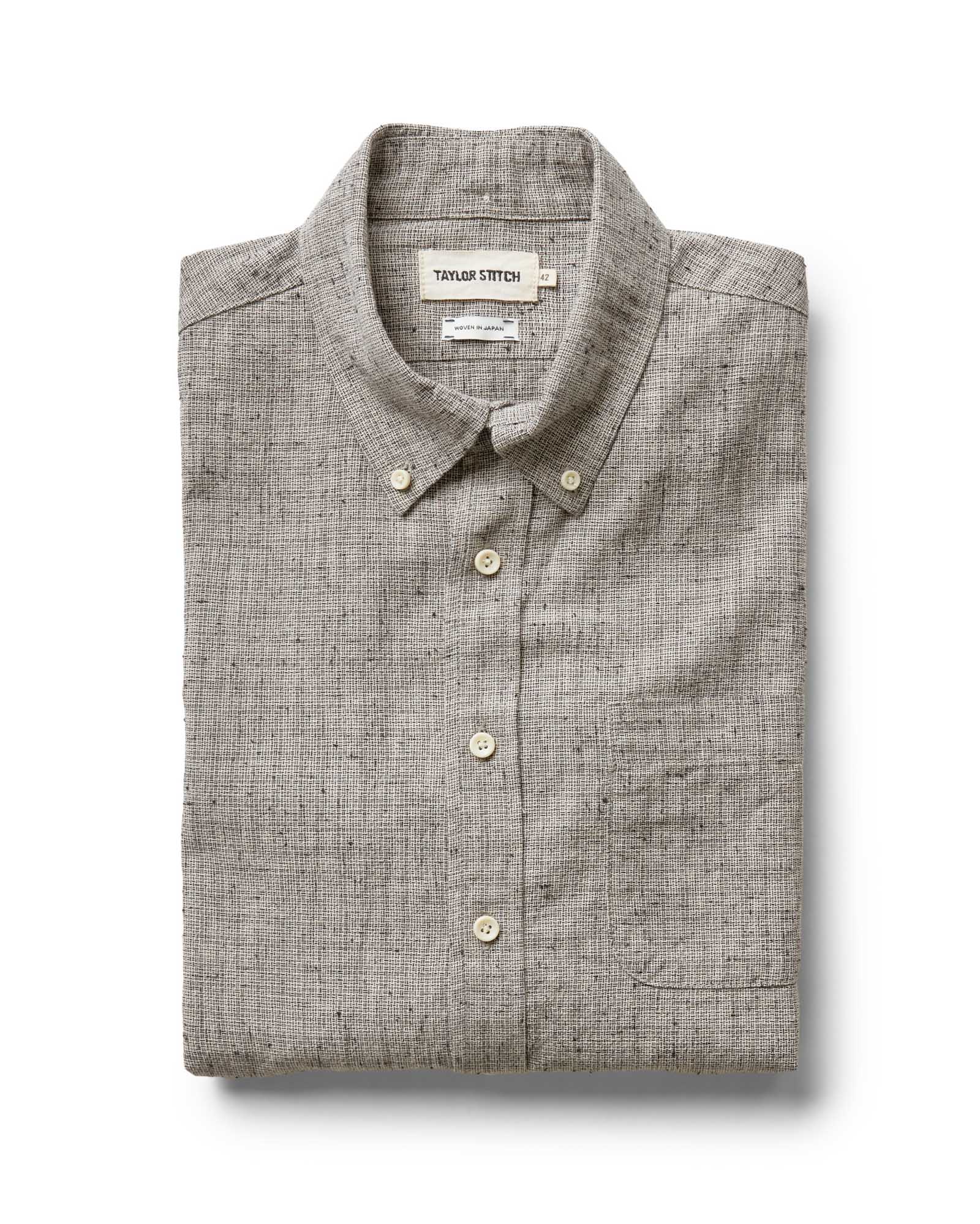 folded flatlay of The Jack in Japanese Fog Nep, Wovens by Taylor Stitch
