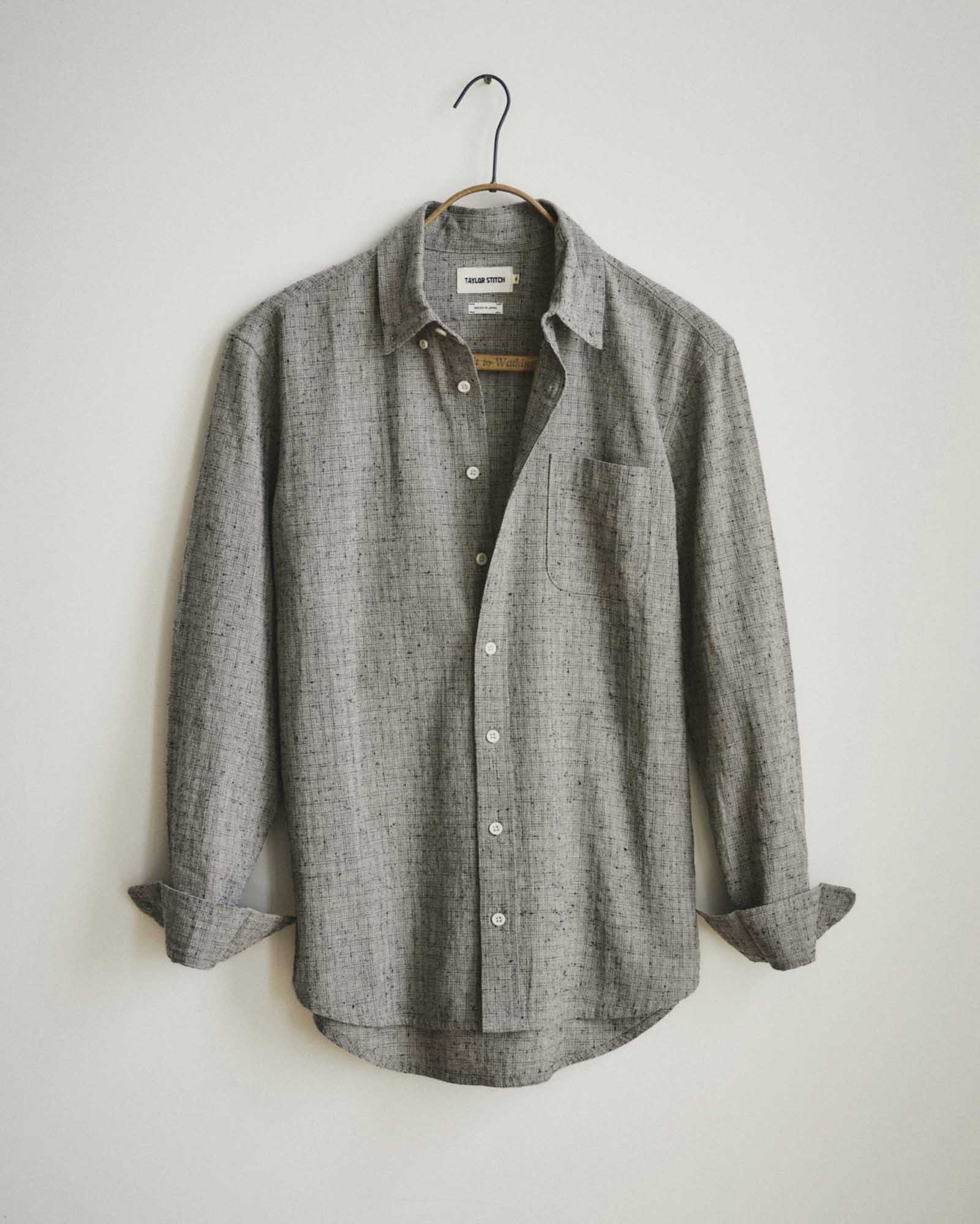 editorial image of The Jack in Japanese Fog Nep hanging, Wovens by Taylor Stitch