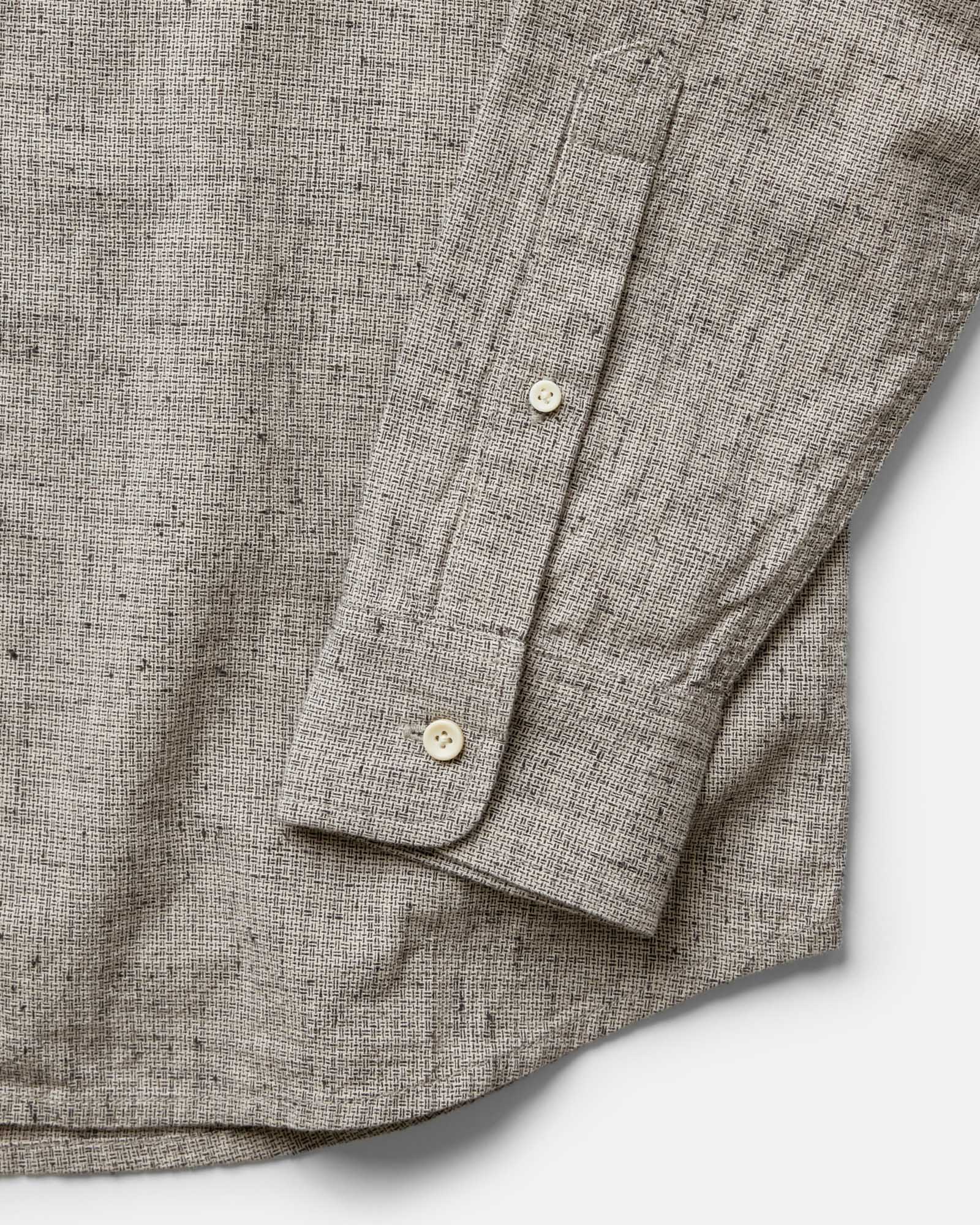 material shot of the sleeve on The Jack in Japanese Fog Nep, Wovens by Taylor Stitch