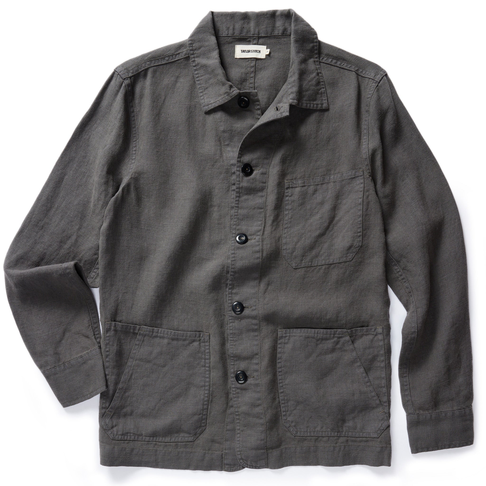 flatlay of The Ojai Jacket in Granite Hemp, Outerwear by Taylor Stitch