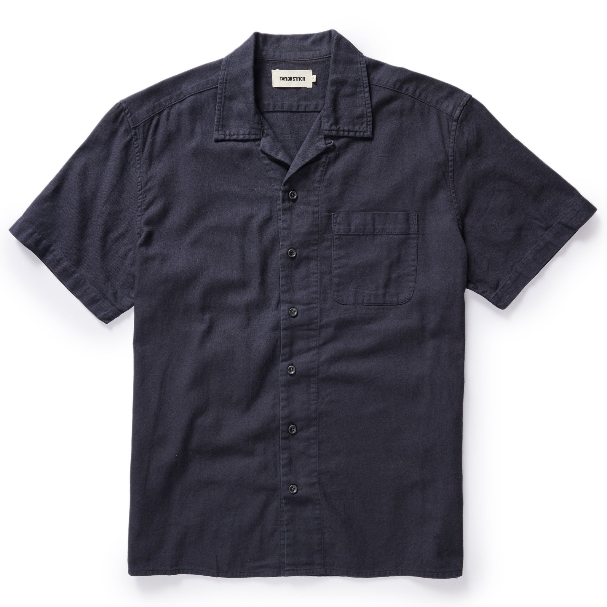 flatlay of The Short Sleeve Hawthorne in Marine, Wovens by Taylor Stitch