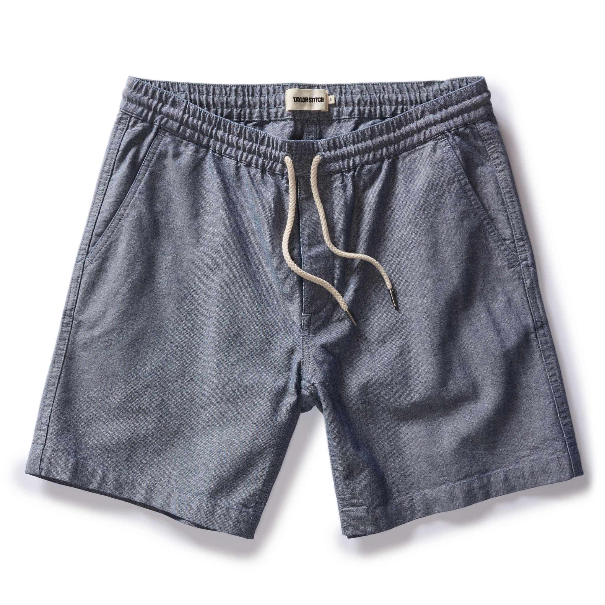 flatlay of The Apres Short in Indigo Chambray, Bottoms by Taylor Stitch