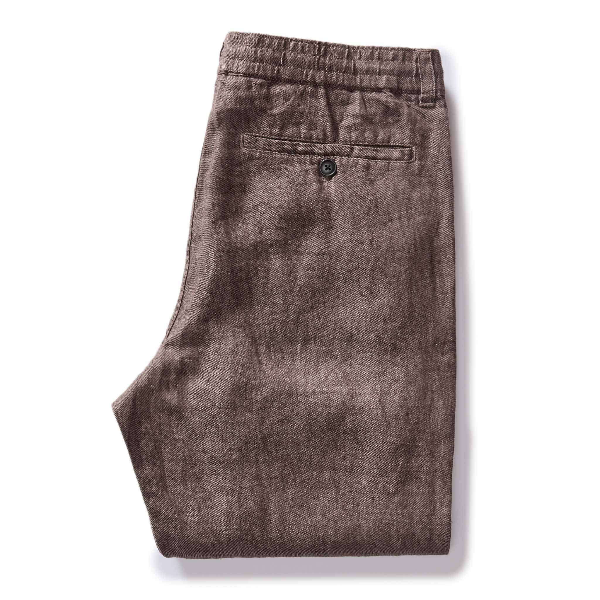 folded flatlay of the back of The Easy Pant in Cocoa Linen, Bottoms by Taylor Stitch