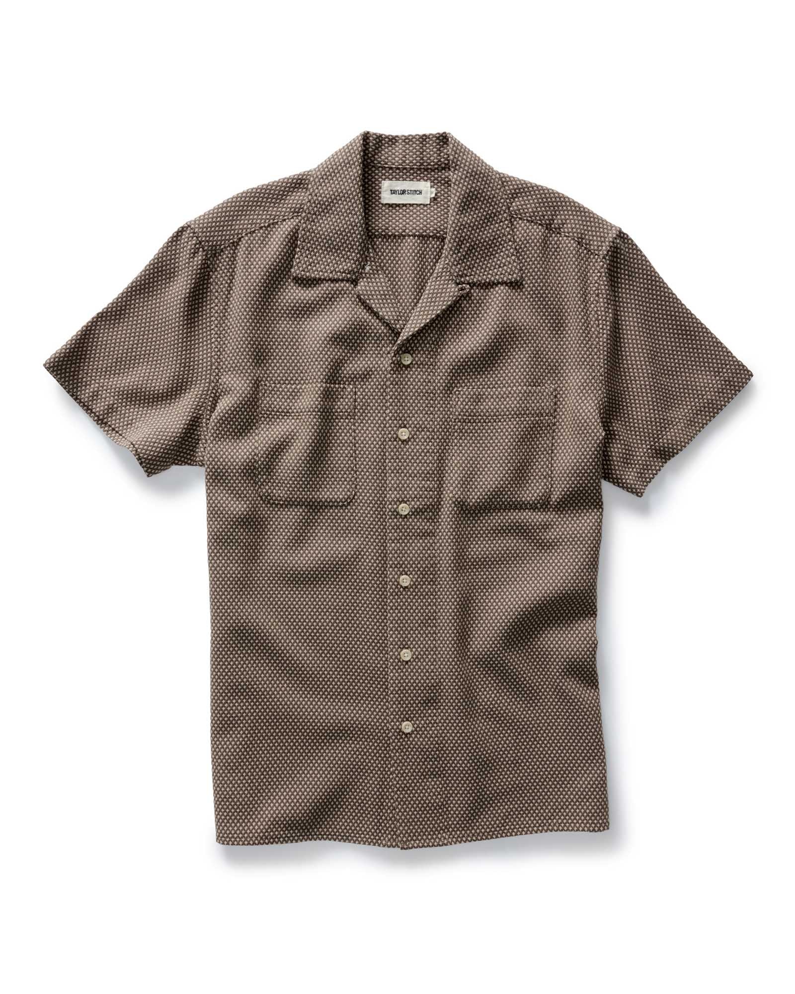 flatlay of The Conrad Shirt in Cocoa Dobby, Wovens by Taylor Stitch