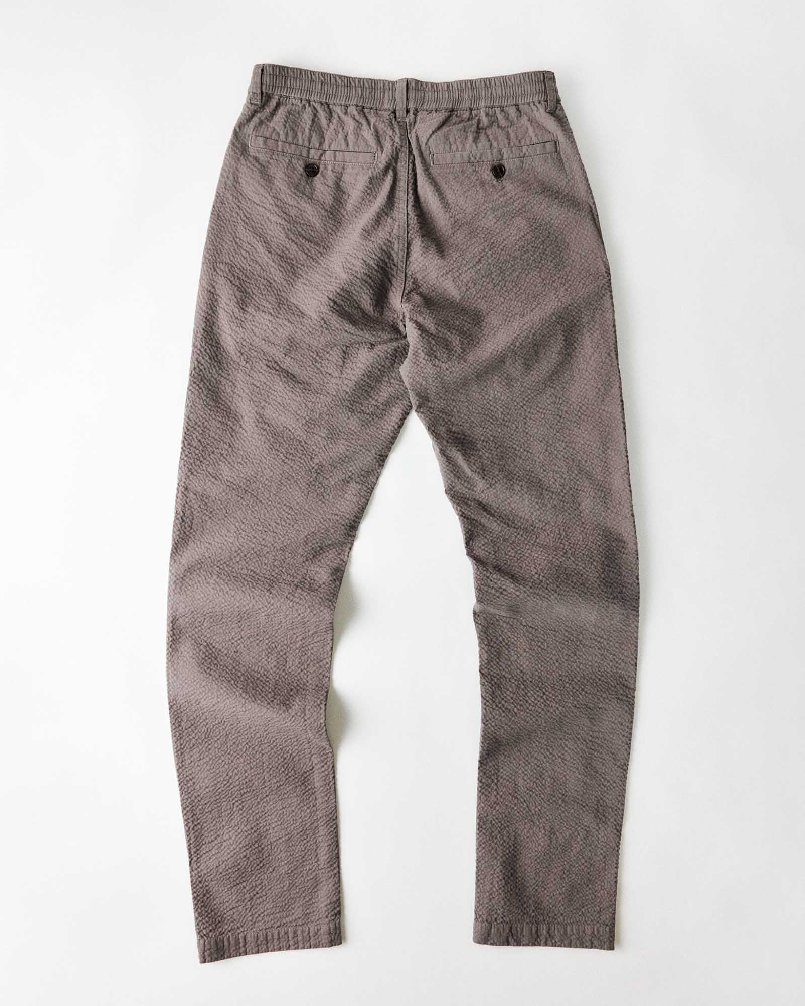 flatlay of the back of The Easy Pant in Canteen Seersucker, Bottoms by Taylor Stitch