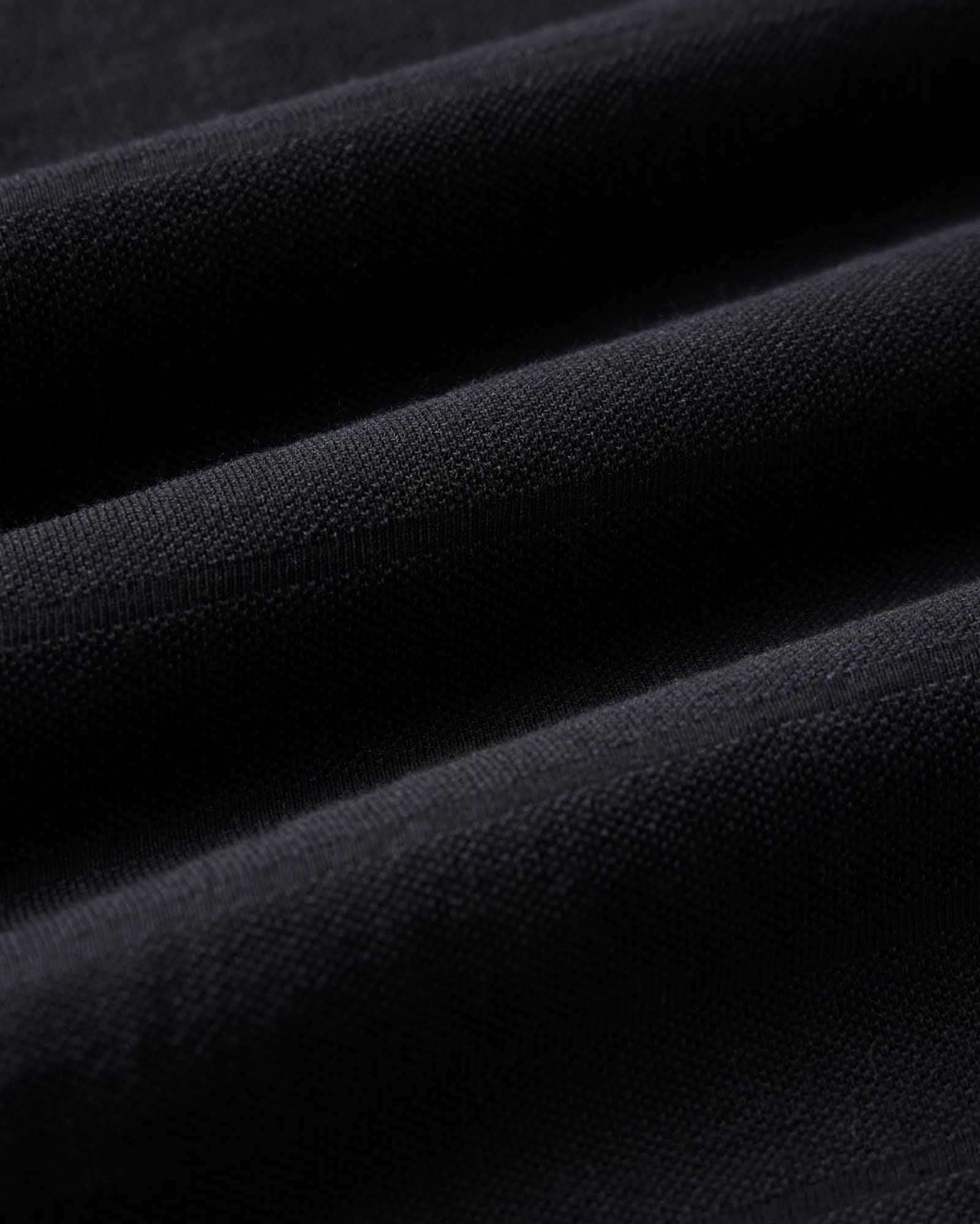 material shot of the fabric on The Pacific Polo in Black Indigo Pique Stripe, Knits by Taylor Stitch