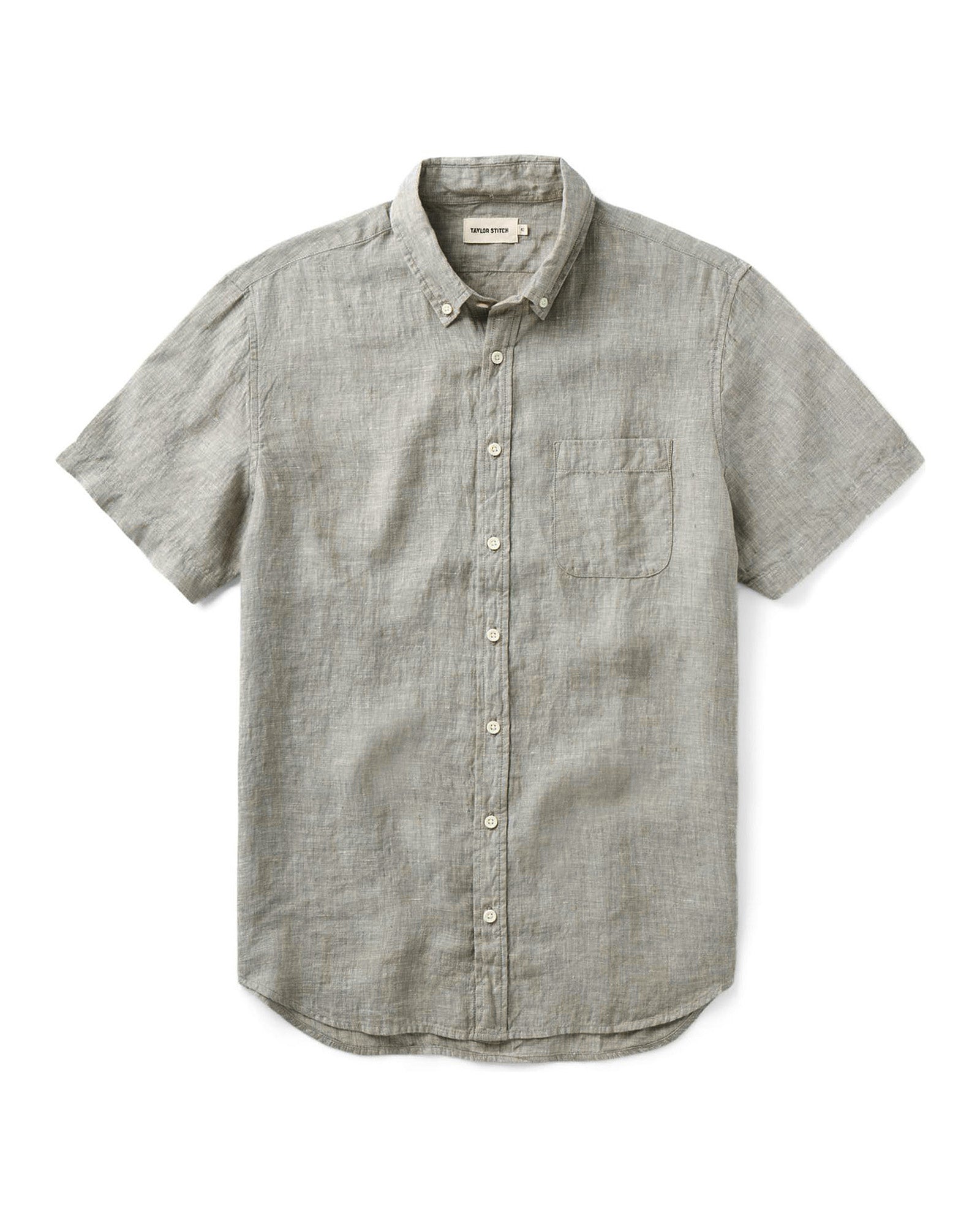 flatlay of The Short Sleeve Jack in Sage Linen, Wovens by Taylor Stitch