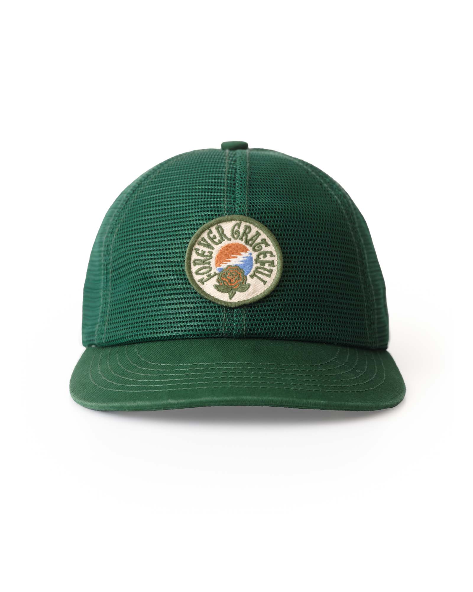 front image of The 6-Panel Trucker Cap in Emerald Mesh, Accessories by Taylor Stitch