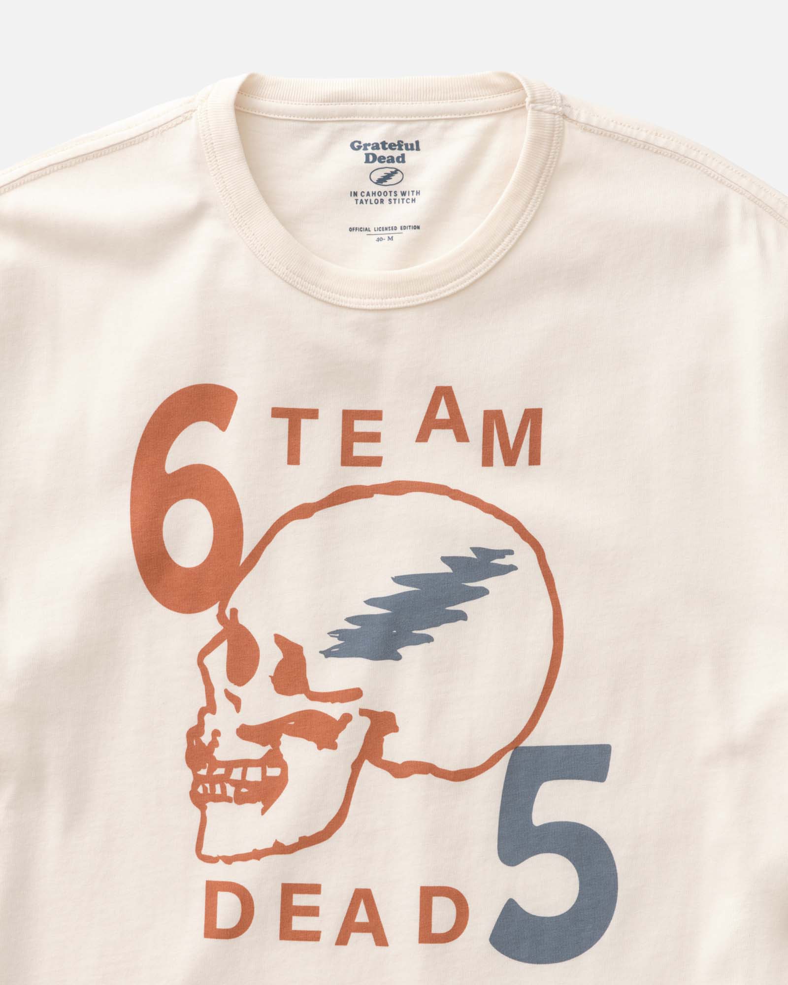 material shot of the collar on The Organic Cotton Tee in Team Dead, Knits by Taylor Stitch
