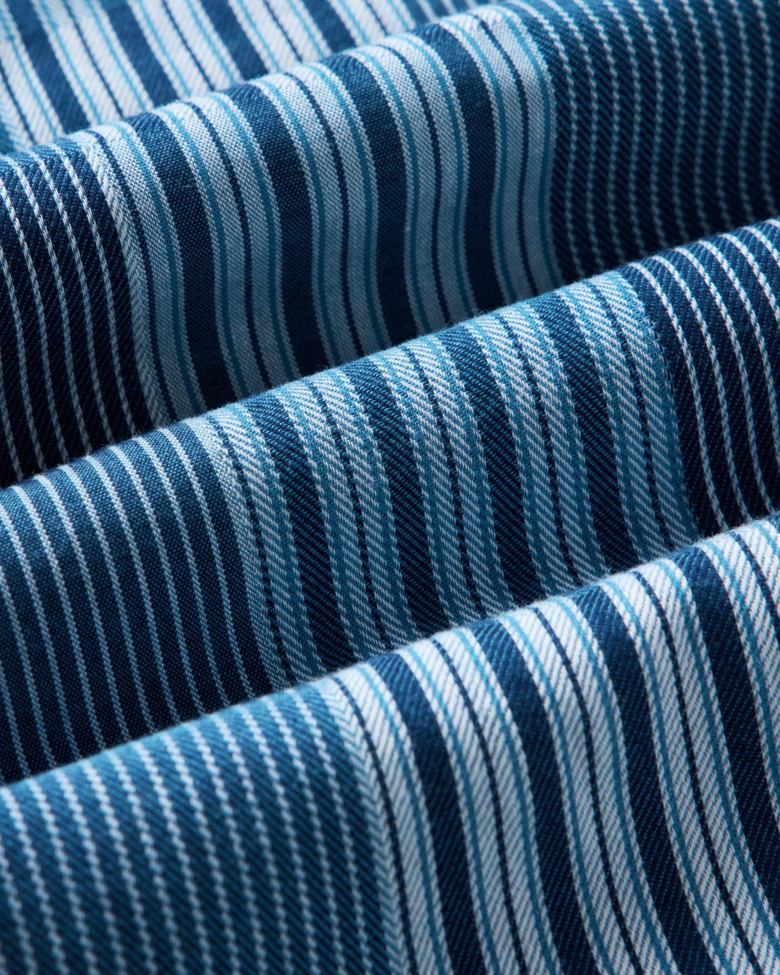 material shot of the fabric on The Hawthorne Shirt in Indigo Patchwork, Wovens by Taylor Stitch
