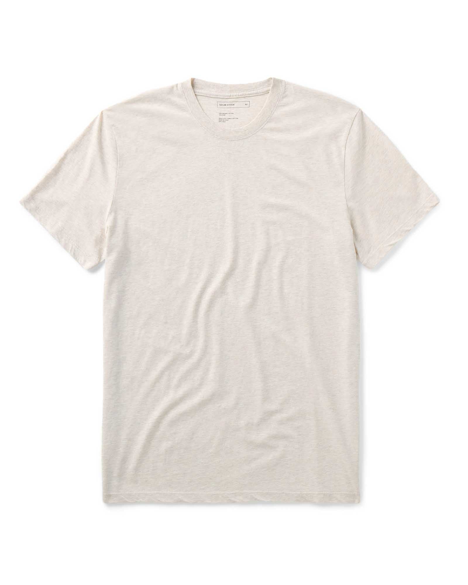 flatlay of The Cotton Hemp Tee in Heather Oat, Knits by Taylor Stitch