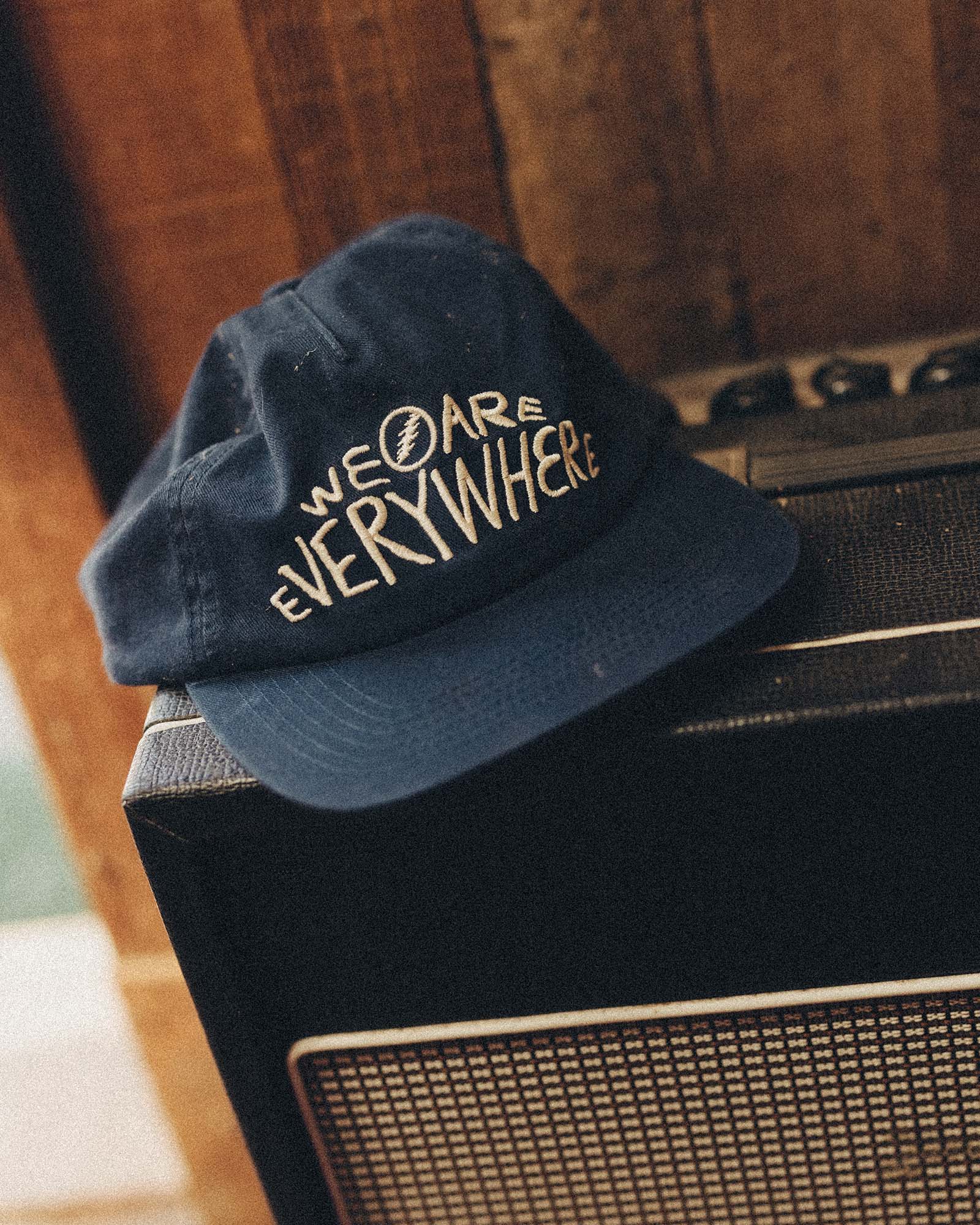 editorial image of The Mercer Cap in Delta Blue Twill on an amp, Accessories by Taylor Stitch