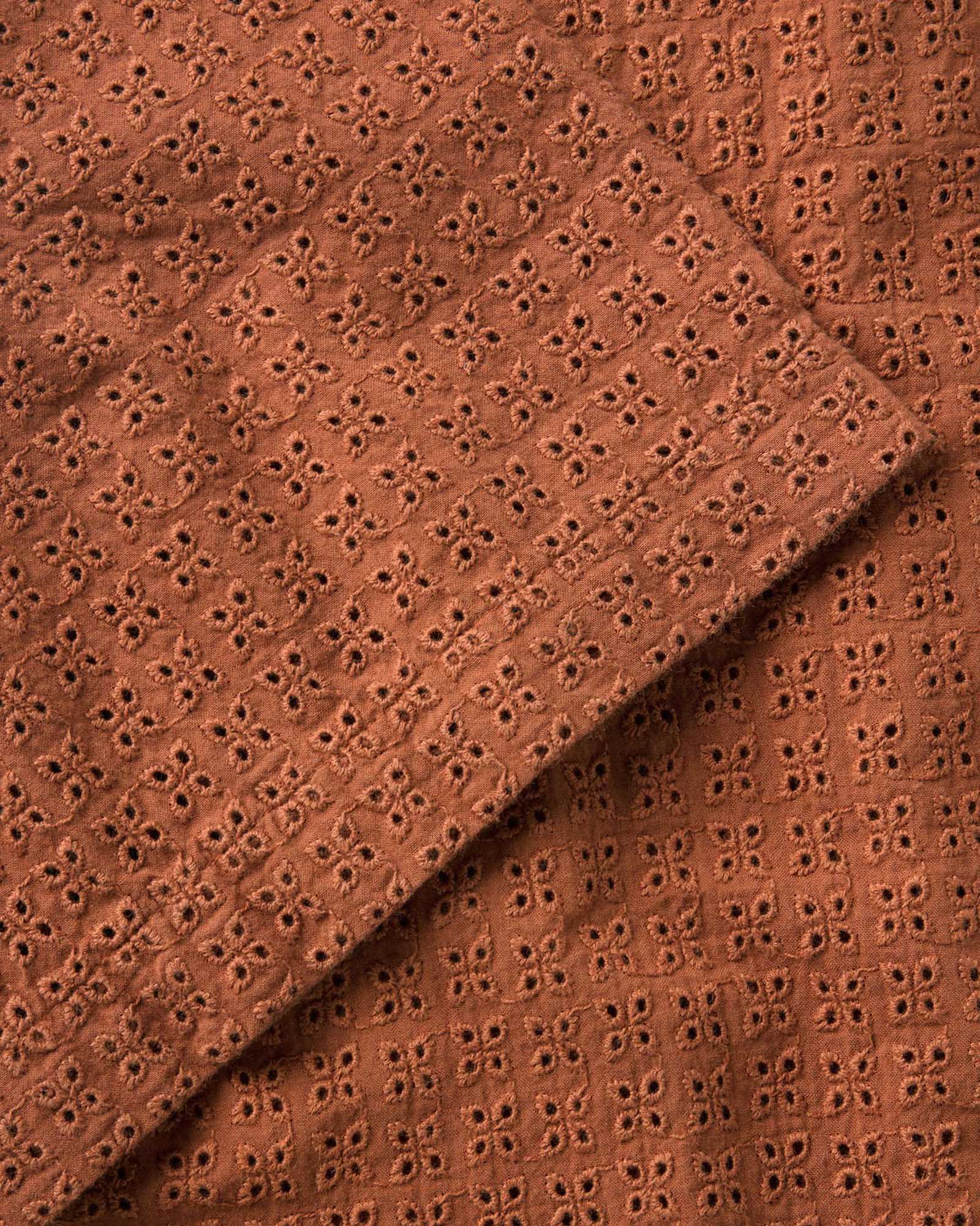 material shot of the sleeve on The Davis Shirt in Driftwood Eyelet, Wovens by Taylor Stitch