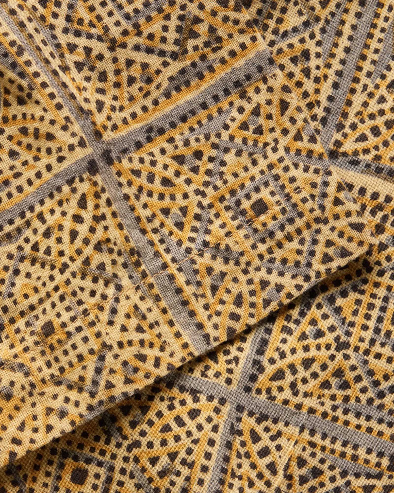 material shot of the sleeve on The Hawthorne Shirt in Fennel Block Print, Wovens by Taylor Stitch