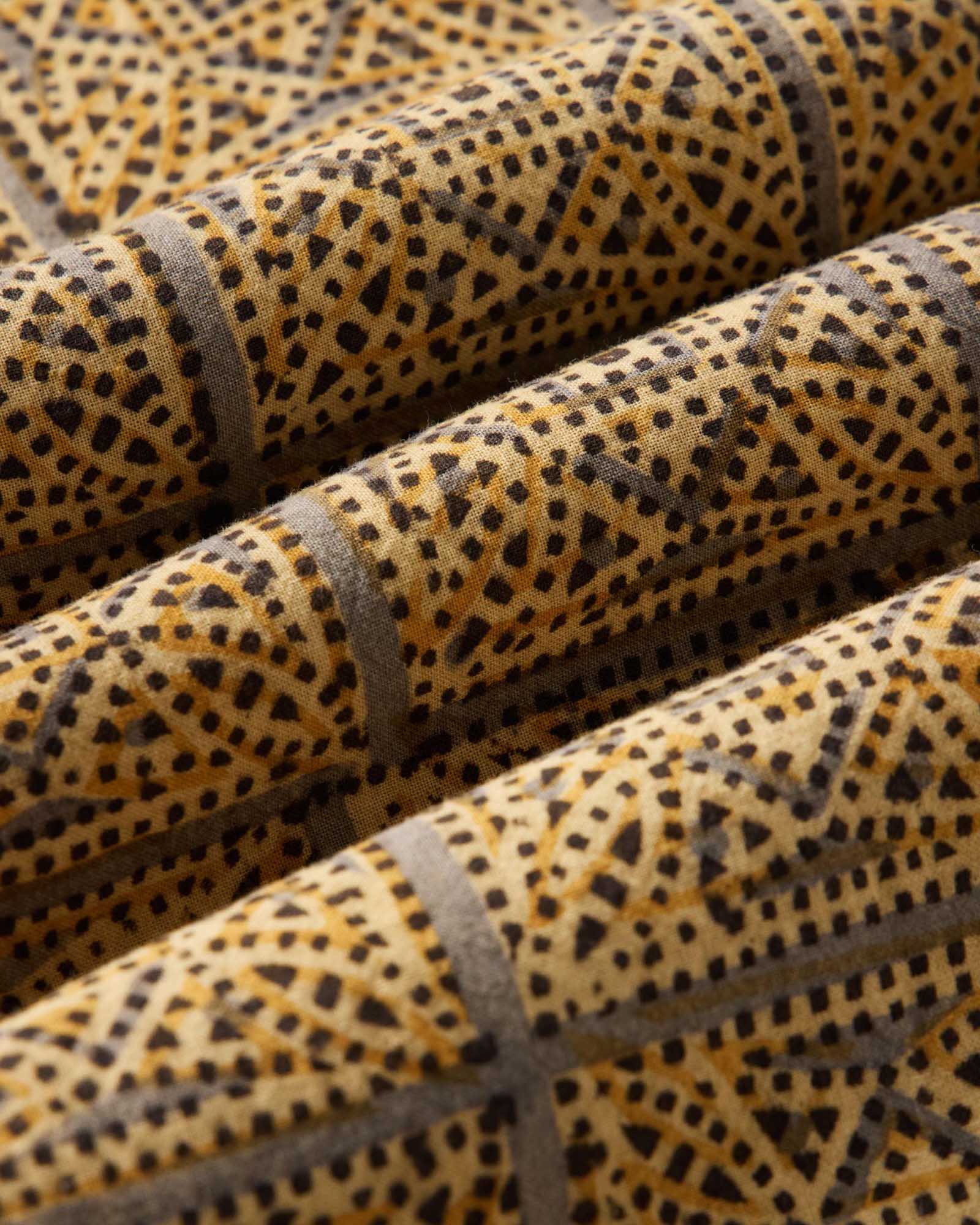 material shot of the fabric on The Hawthorne Shirt in Fennel Block Print, Wovens by Taylor Stitch
