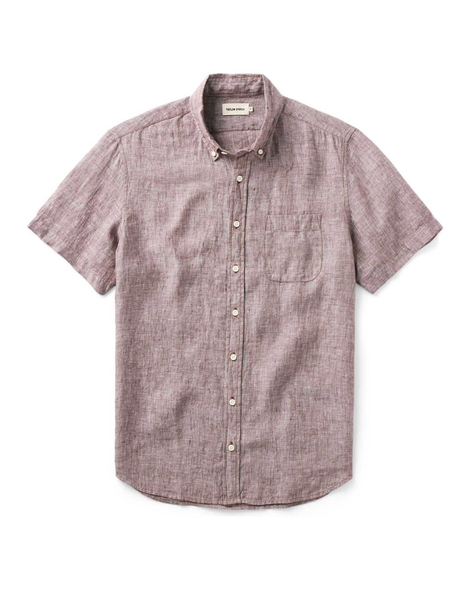 The Short Sleeve Jack in Burgundy Linen: Featured Image, Wovens by Taylor Stitch