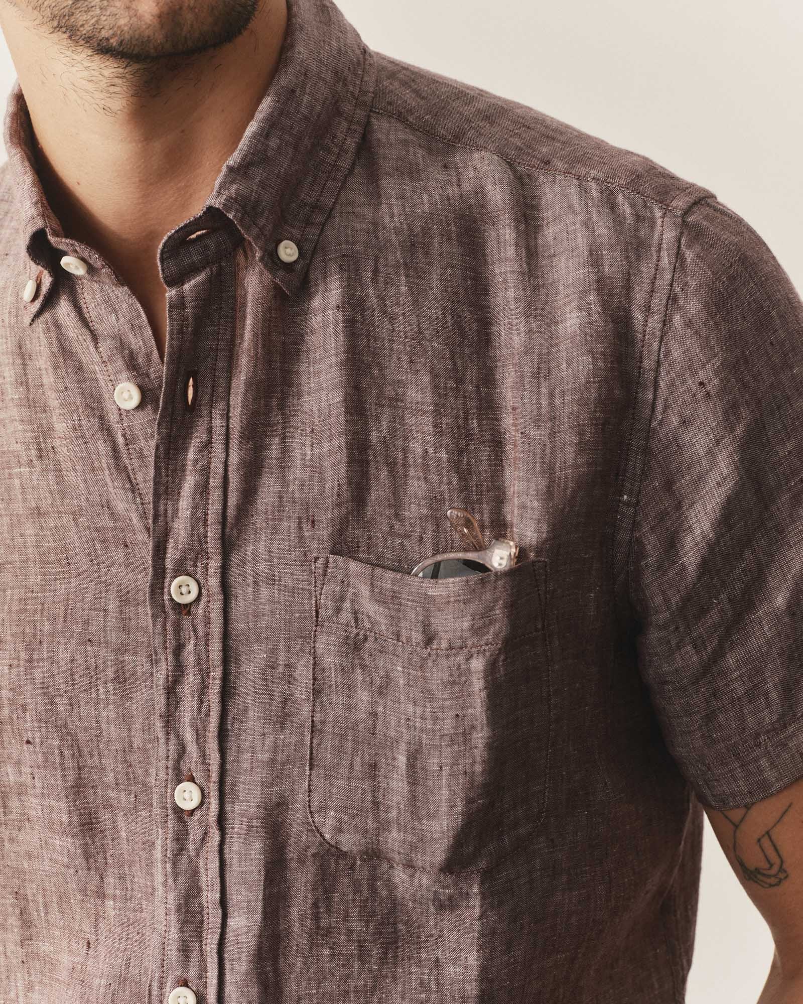 The Short Sleeve Jack in Burgundy Linen: Alternate Image 1, Wovens by Taylor Stitch