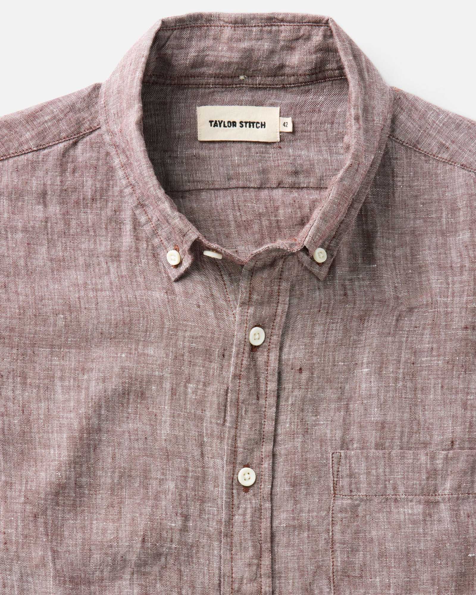 The Short Sleeve Jack in Burgundy Linen: Alternate Image 4, Wovens by Taylor Stitch
